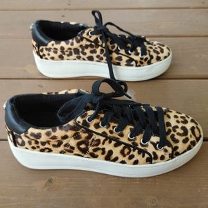 Steve Madden Bertie Cow Hair Leopard Print Platform Sneakers - 8.5